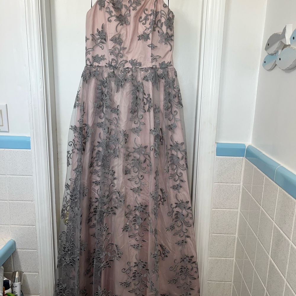 Black and blush prom dress